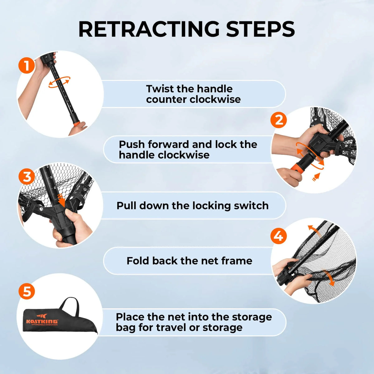 Brutus Foldable Extendable Fishing Net With Boat Hook