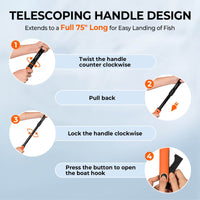Brutus Foldable Extendable Fishing Net With Boat Hook