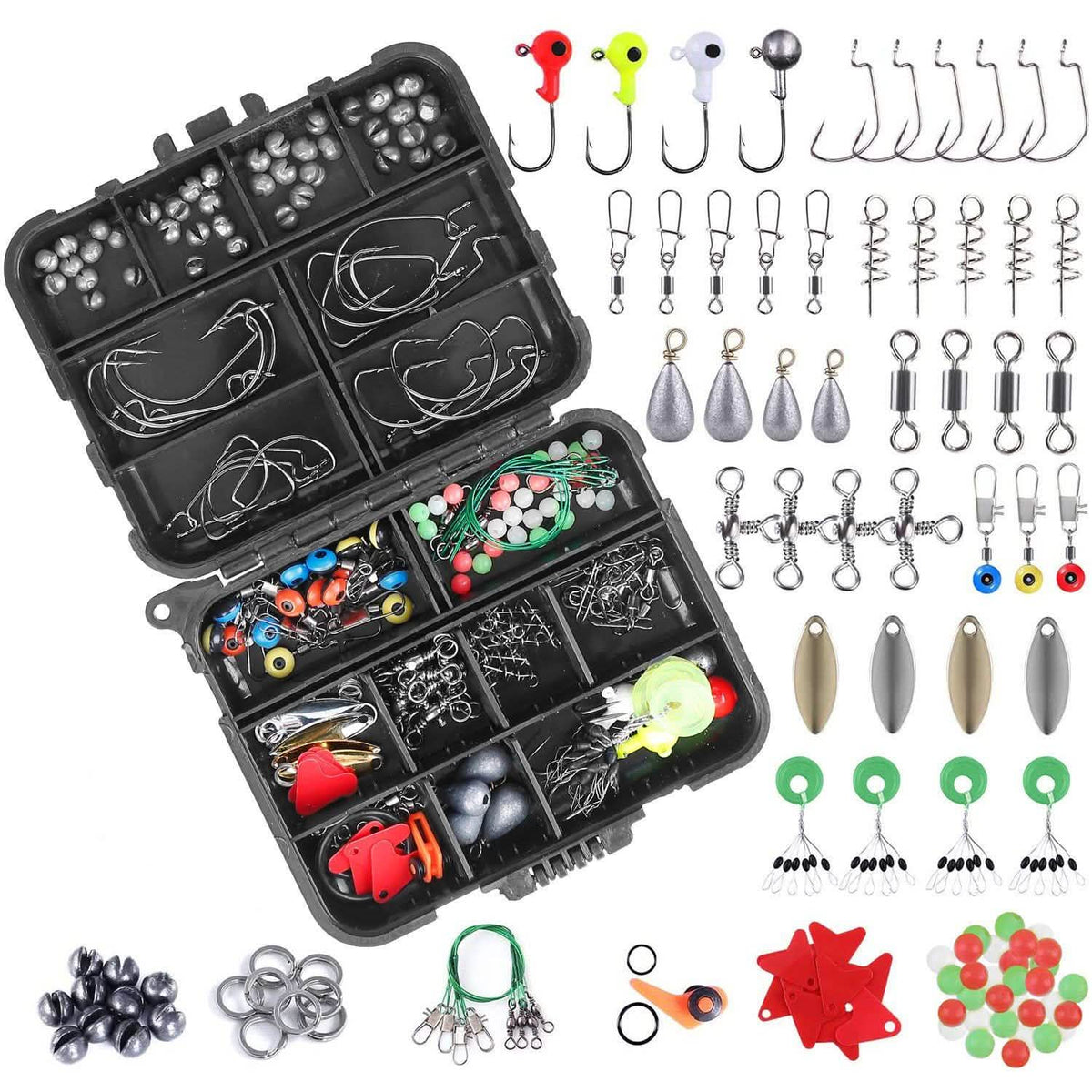 BenTrod 188-Pieces: Portable Fishing Accessory Kit with Tackle Box