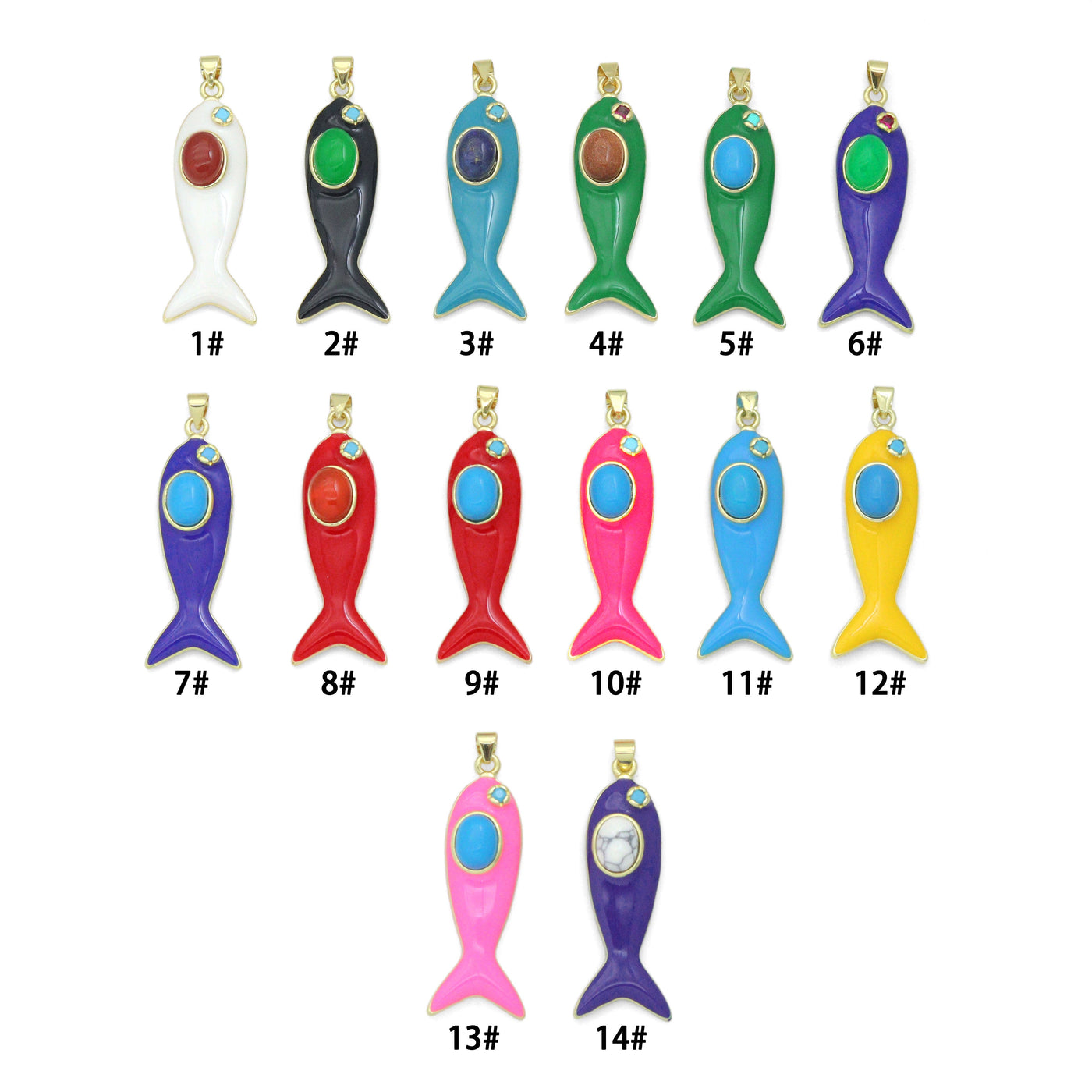 Colorful Enamel Fish Pedant For Necklace Bracelet Jewelry Making Supply, Fish Charm, Sku#LK1281