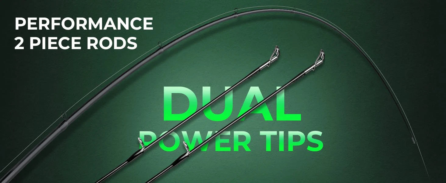 Each Zephyr Fishing Rod includes dual tip sections for different powers, ensuring uninterrupted fishing experiences by providing alternative power options if one tip is damaged or broken.