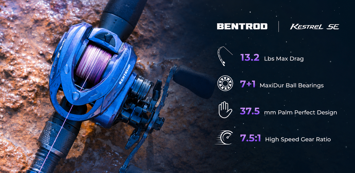 The Kestrel SE Baitcasting Reel combines a feather-light design with rock-solid rigidity.