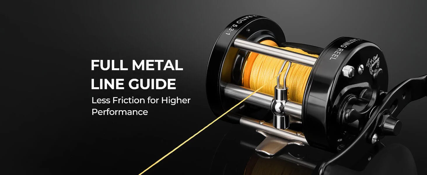 Engineered for strength and performance, the full metal line guide reduces friction during casting and retrieval, ensuring smoother line flow and better casting distance.