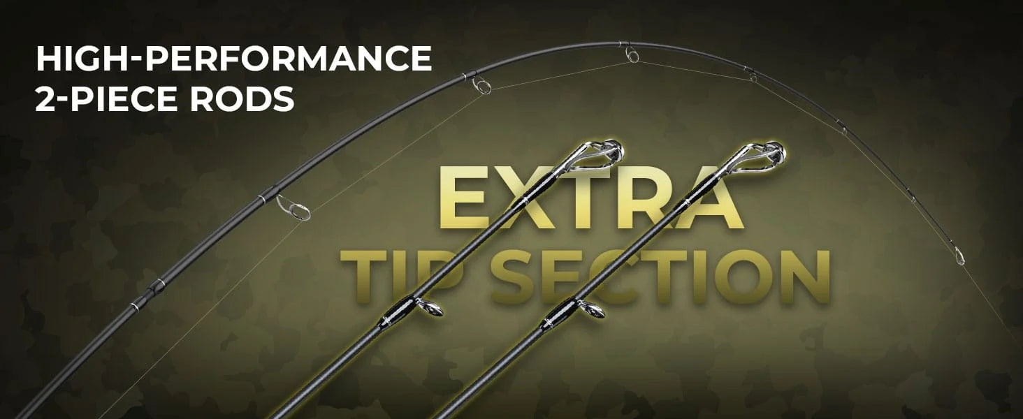 High-modulus IM7 graphite with PTS delivers lightweight, one-piece–like performance and includes a backup tip. Smooth zirconium oxide guides and EVA handles provide longer casts and all-day comfort.